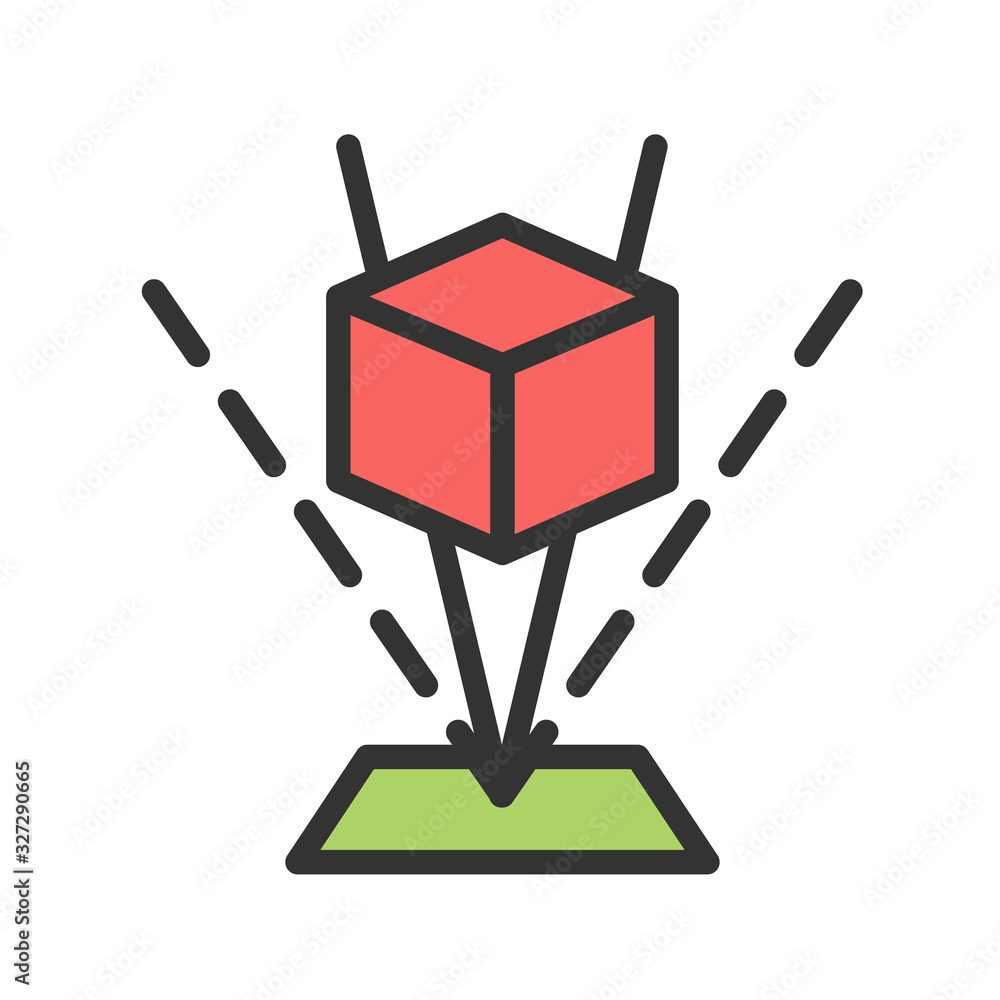 Poster 3d hologram filled outline icon. 3d visualisation holographic image line color icon. virtual and aug