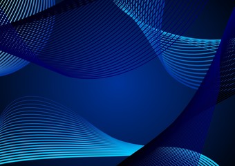 vector, black and blue wavy lines, color transition