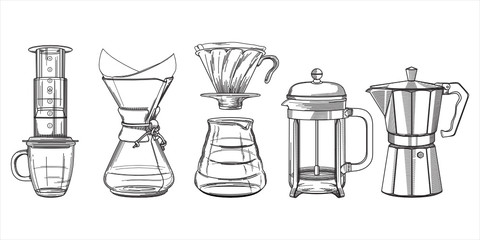 Coffee Brewing Equipment - obrazy, fototapety, plakaty