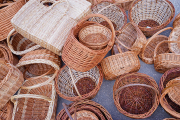 Handmade wicker basket Made from natural bamboo and rattan.