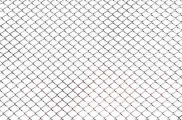 Steel mesh wire fence isolated on white background with clipping path, Steel grating