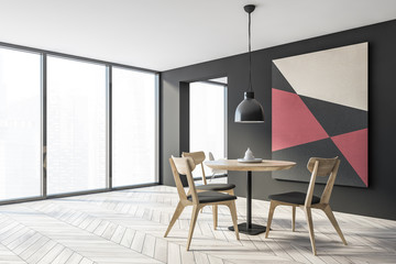 Panoramic grey dining room corner