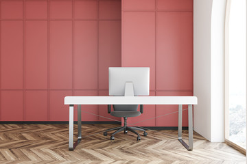 Red and white boss office interior