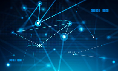 Creative digital network and coding background