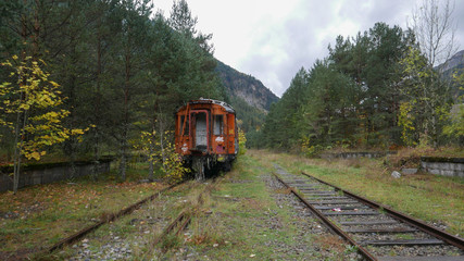 Abandoned train in the mountains