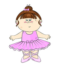 Cute cartoon baby girl - ballet dancer. Beautiful illustration with children for your design.