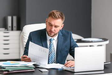 Male accountant working in office