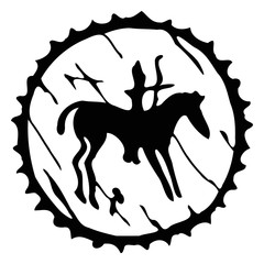 Sketch on a theme of the Altaic shamanism, vector illustration