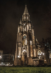 Fototapeta na wymiar San Sebastian, Guipúzcoa / Spain »; Summer of 2018: San Sebastian Cathedral illuminated one summer night