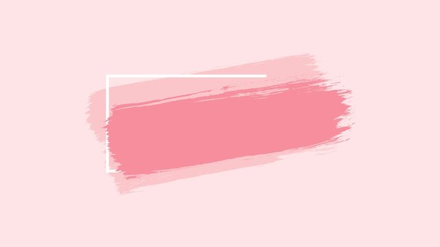 Light pink background with three pink brush strokes being painted and an animated frame or empty text box moving around the paint strokes. Frame has copy space for text. Great for advertisements.