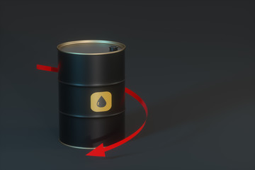 Oil barrel with black background,3d rendering.