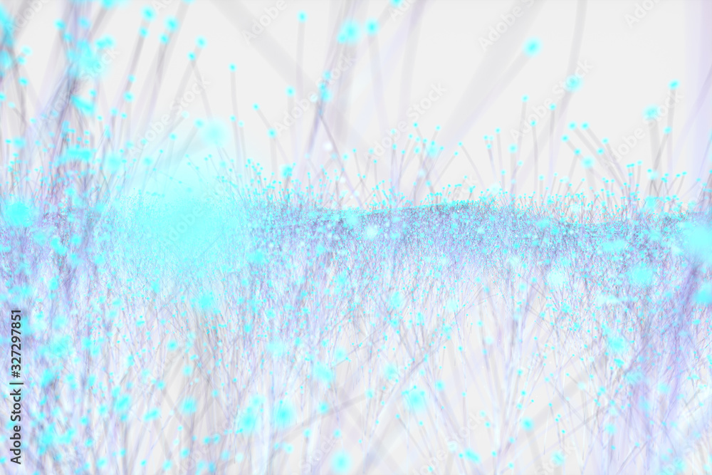 Poster glowing particles and lines,sparkling particles,3d rendering.