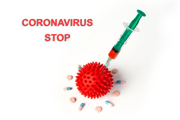 Stop coronavirus. STOP CORONAVIRUS text. Victory over the virus