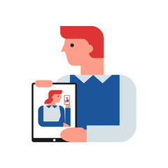 Video conferencing flat vector illustration