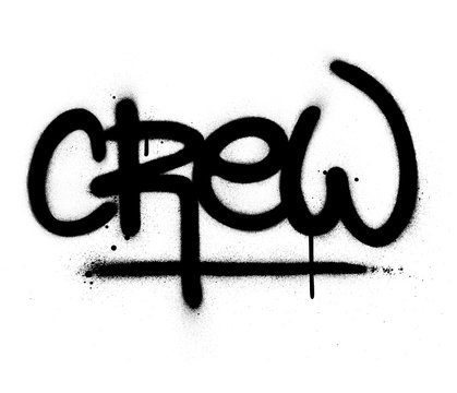 graffiti crew word sprayed in black over white