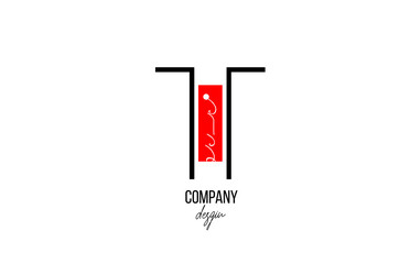 T letter logo alphabet with vintage floral design icon in black white red for company and business