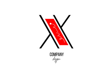 X letter logo alphabet with vintage floral design icon in black white red for company and business