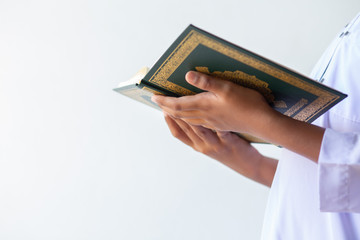 Quran - holy book of Muslims religion, Concept: open book holy prayers for god,