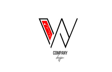 W letter logo alphabet with vintage floral design icon in black white red for company and business
