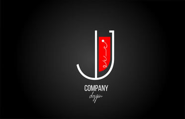 J alphabet  letter logo with floral vintage design icon in black white red for business and company