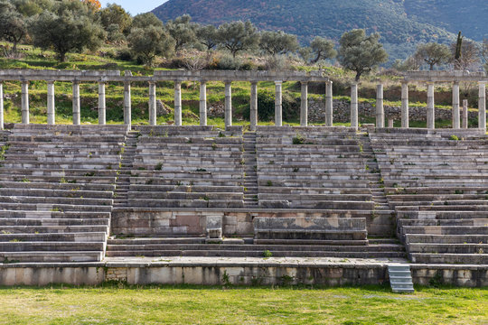 stadium tribunes in Ancient city of Messina, Peloponnese, Jan 2020