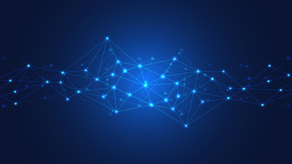 Global network connection. Abstract geometric background with connecting dots and lines. Digital technology and communication concept.