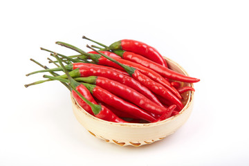 A pile of fresh red peppers