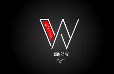 W alphabet  letter logo with floral vintage design icon in black white red for business and company