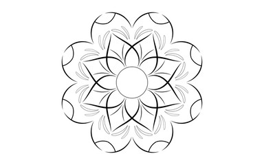 Circle pattern petal flower of mandala with black and white,Vector floral mandala relaxation patterns unique design with white background,Hand drawn pattern,concept meditation and relax