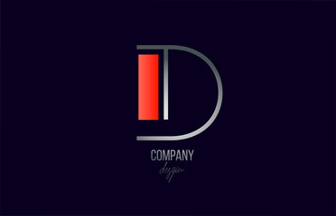 red grey D letter logo alphabet icon with line design for company and business