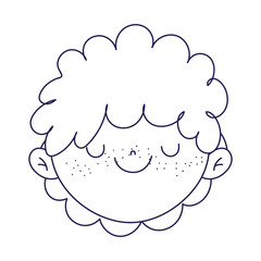 cute boy face cartoon character icon line style