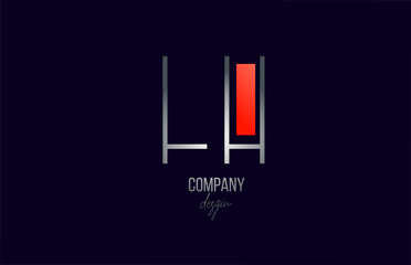 red grey H letter logo alphabet icon with line design for company and business