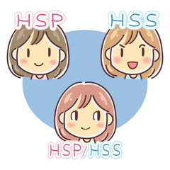 HSP・HSS・HSP/HSSの図解イラスト（女性）
