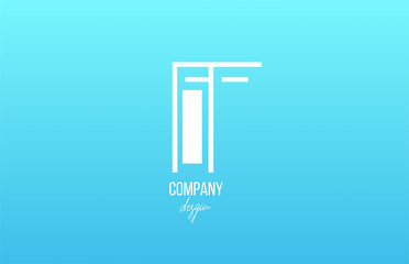 blue white F alphabet letter logo icon with line design for business and company