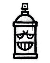 graffiti sneaky spraycan sprayed in black over white