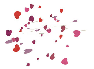 fliegende Herzen in rot pink und lila