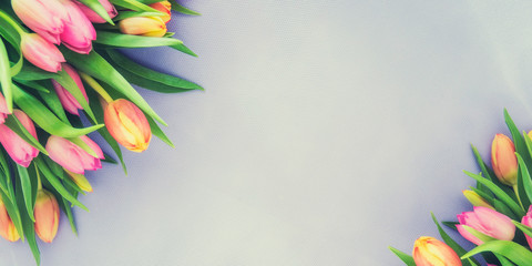 Fototapeta na wymiar Spring background with tulips. Card for Mothers day, 8 March, Easter