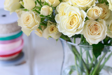 Big bouquet of yellow roses.