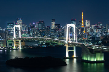 レインボーブリッジと東京の夜景