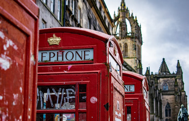red telephone box in edimburgh scotland