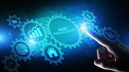 Asset management Business technology internet concept button on virtual screen.
