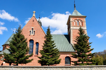 Fototapeta premium KASINKA MALA, POLAND - APRIL 07, 2019: Church of the Visitation of the Blessed Virgin Mary