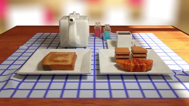 Cubic-style still life breakfast turntable loop