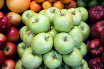 Various fresh summer exotic fruits for sale on market