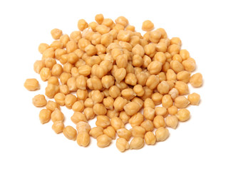 boiled chickpeas on a white background 