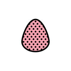 Vector icon egg sponge with black stroke, pink fill and circles texture