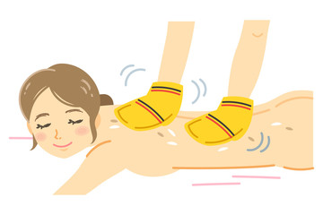 「韓国アカスリを受ける女性」のイラスト