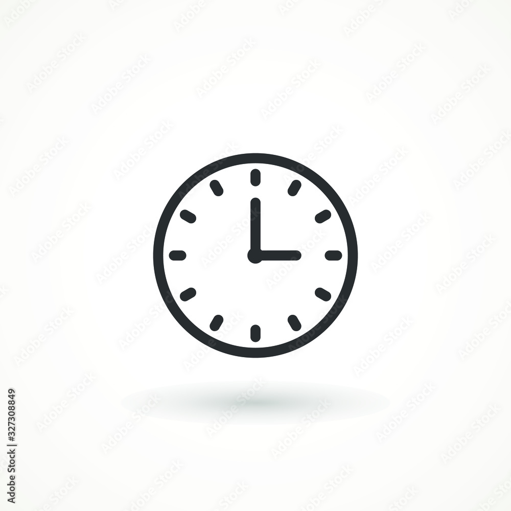 Poster clock icon in trendy flat style isolated on background. clock icon page symbol for your web site des