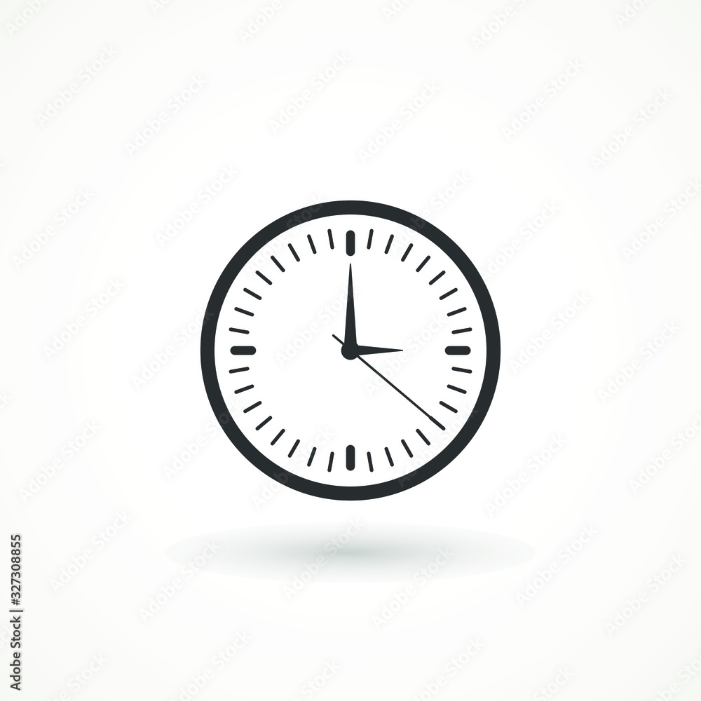Poster clock icon in trendy flat style isolated on background. clock icon page symbol for your web site des