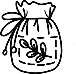 Eco cotton bag isolated on white background. Eco bag. Sketch in Doodle style